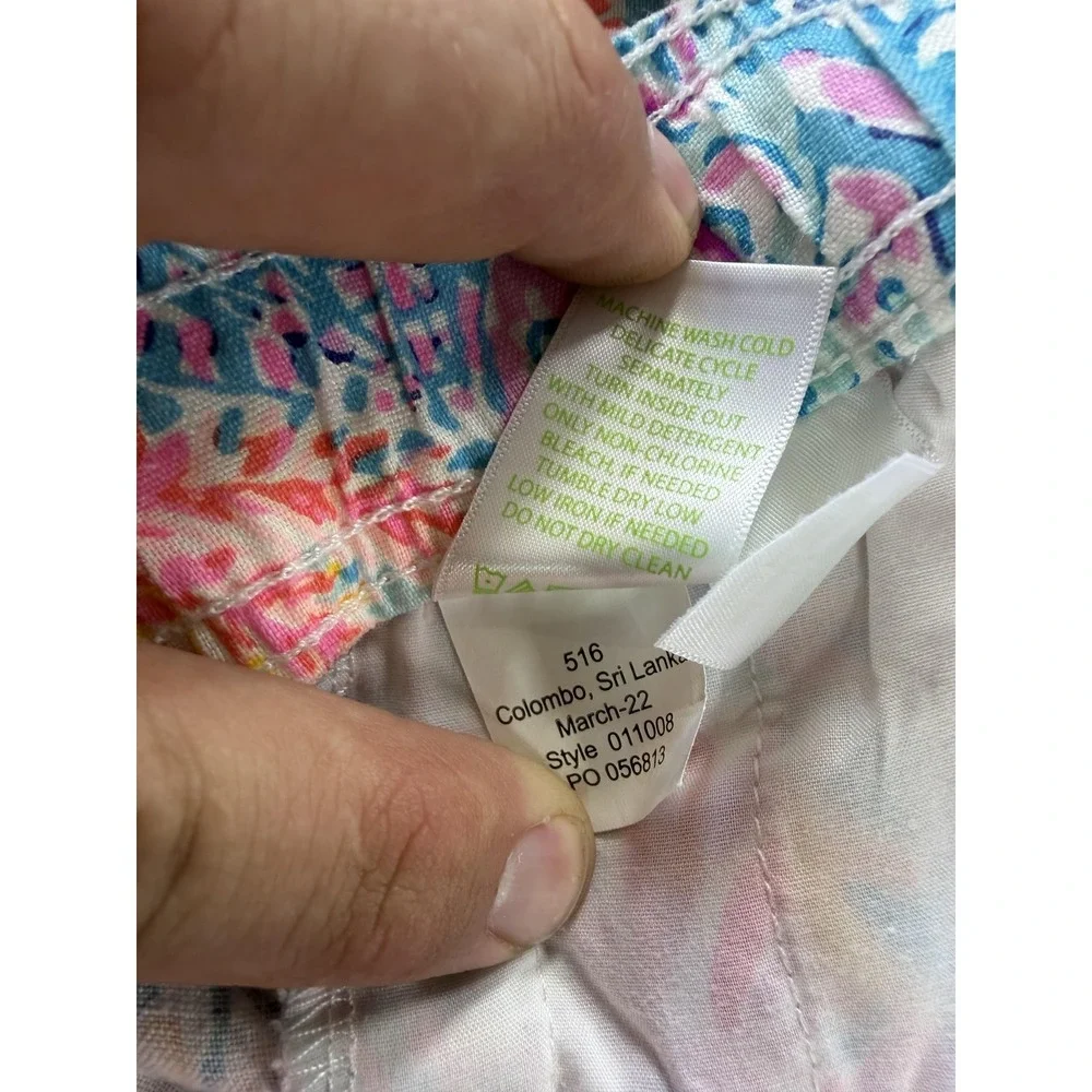 Lilly Pulitzer Pants Womens XL Pink Taron Linen Ankle Drawstring Splashdance